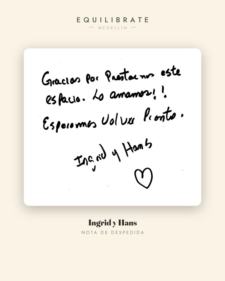 Nota escrita a mano de Ingrid y Hans